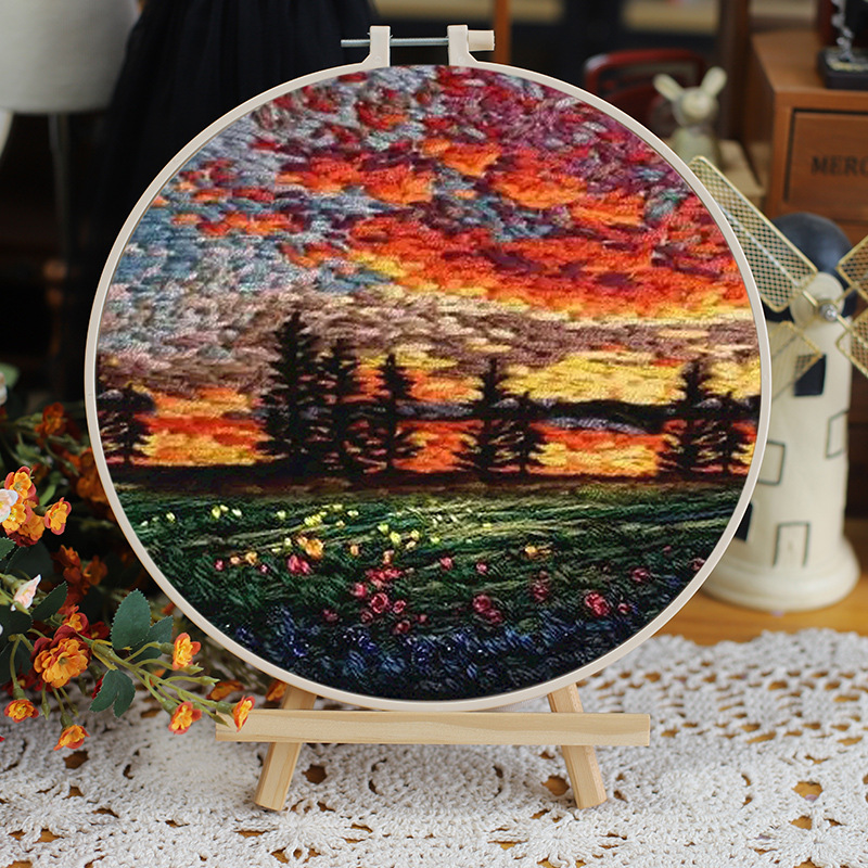 Aurora & Starry Night Embroidery Kit – Landscape Hoop Art - Image 7