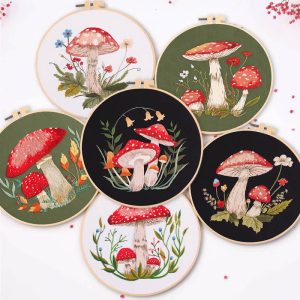 Mushroom Embroidery Kit for Beginners – Cottagecore Hoop Art