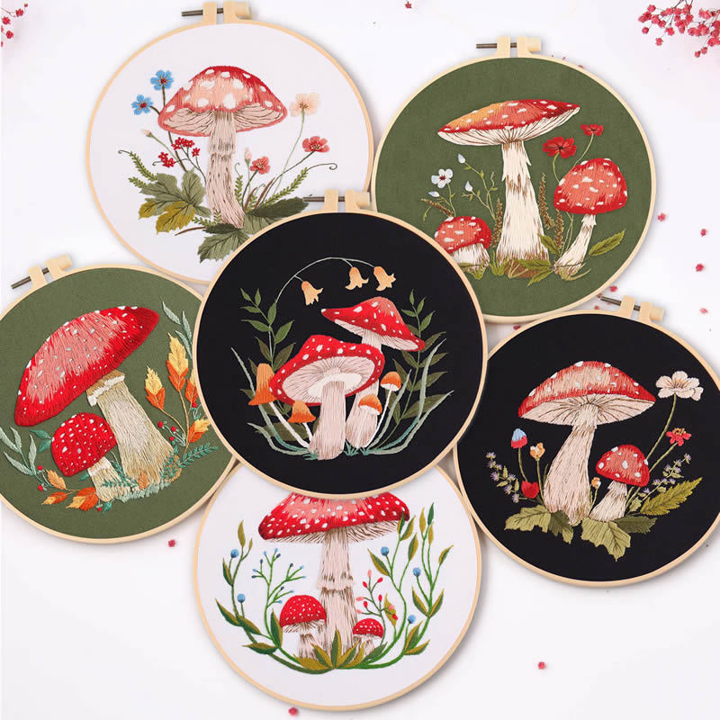 Mushroom Embroidery Kit for Beginners – Cottagecore Hoop Art
