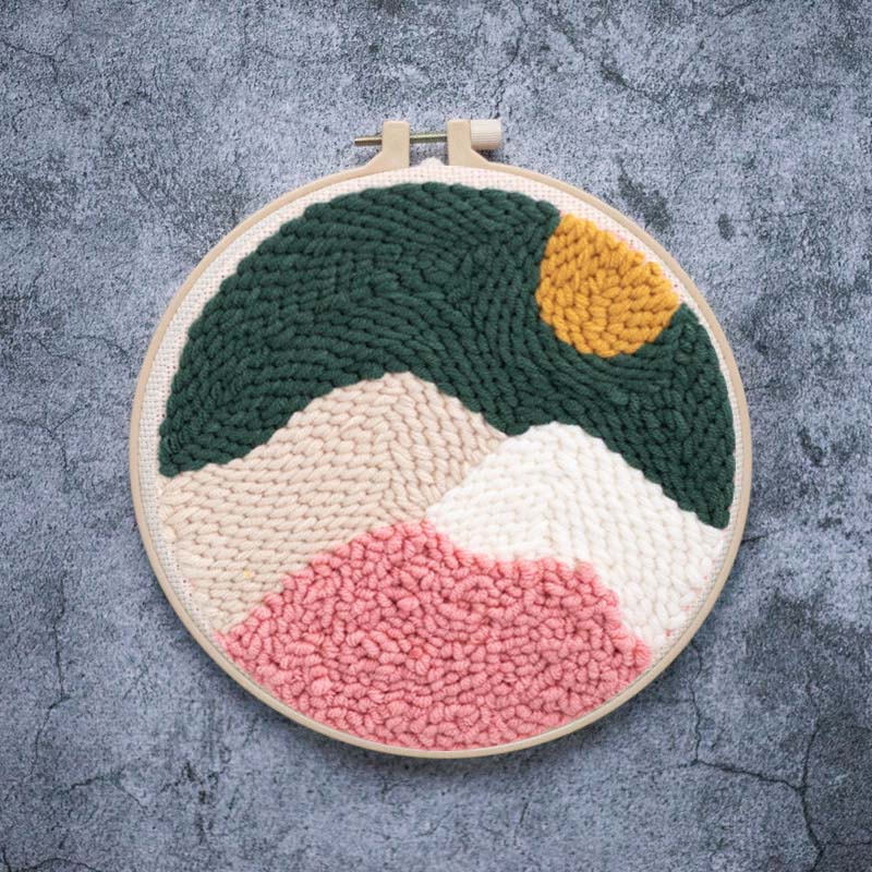Landscape Punch Needle Kit for Beginners with Punch Pen & Hoop