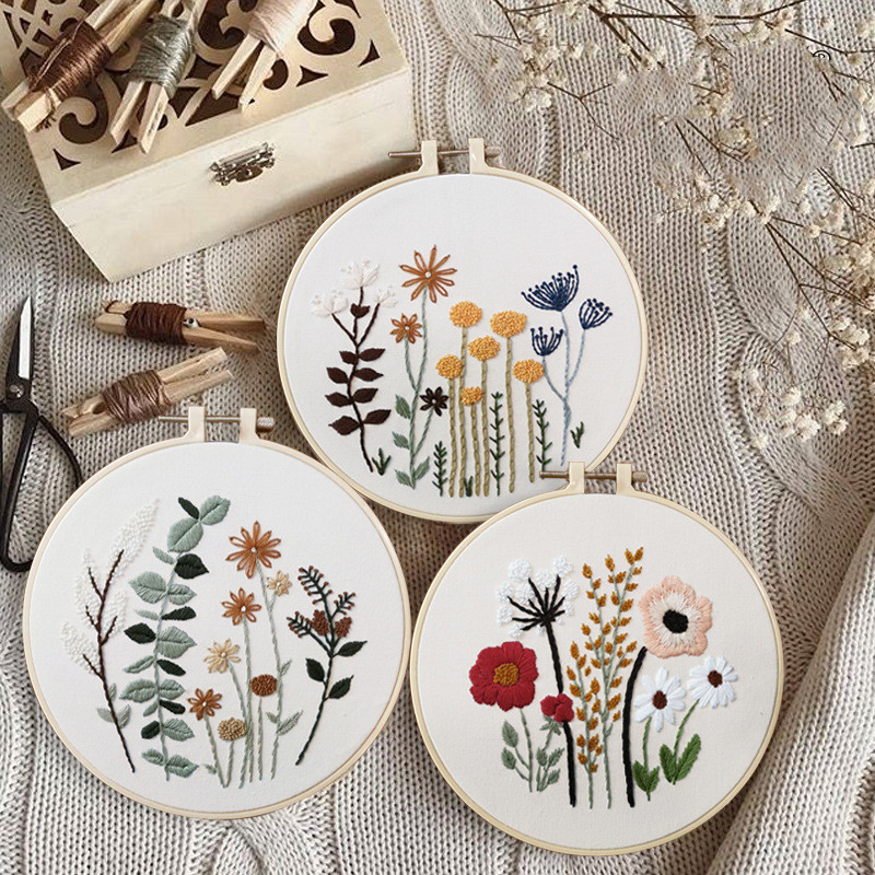 Wildflower Embroidery Kit for Beginners – Modern Line-Art Botanical
