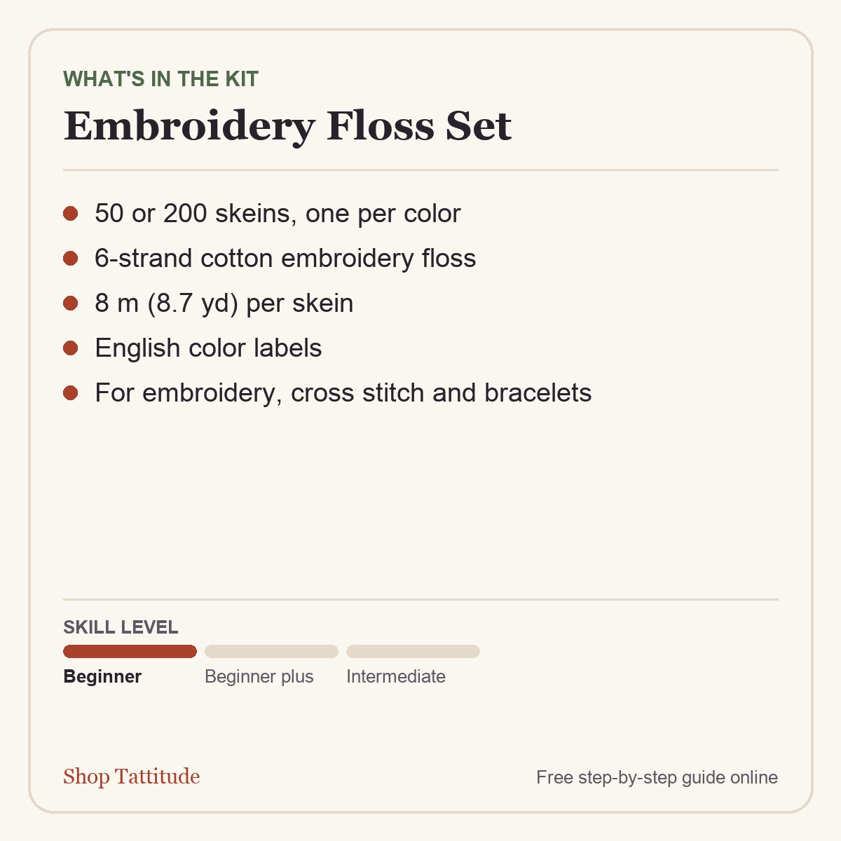 What you get: Embroidery Floss Set – 50 or 200 Colors