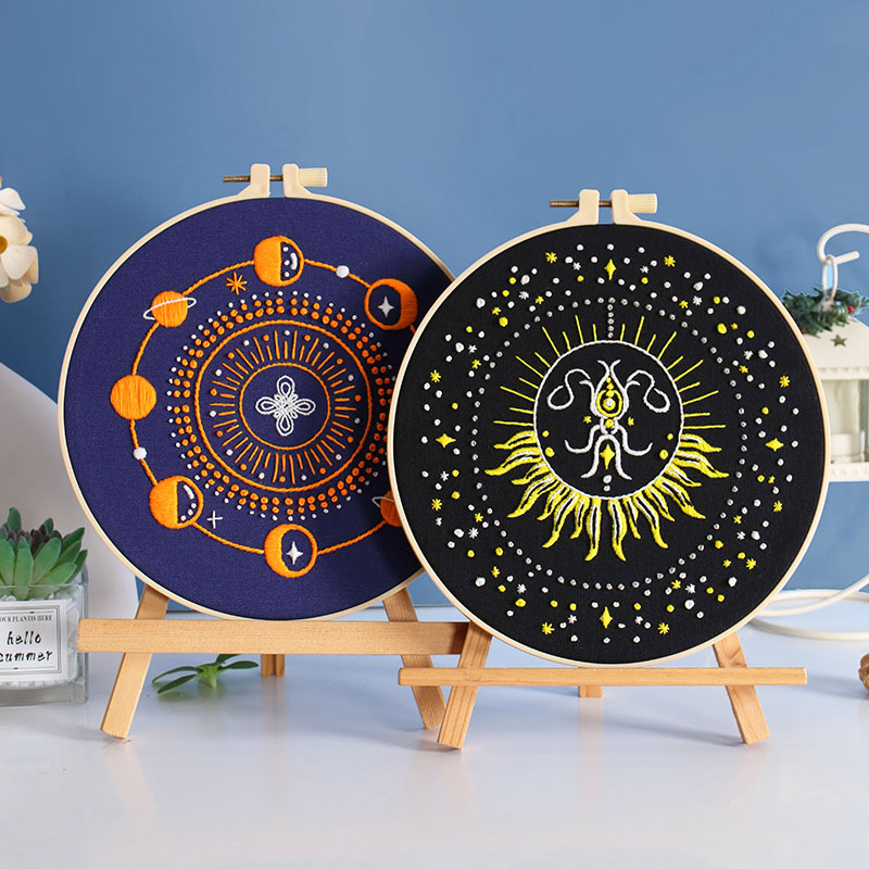 Celestial Sun & Moon Embroidery Kit for Beginners – Boho Hoop Art