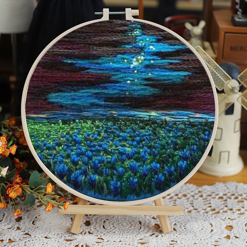 Aurora & Starry Night Embroidery Kit – Landscape Hoop Art - Image 4