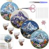 Mountain Wildflower Embroidery Kit Set of 4, Hoop & Needle