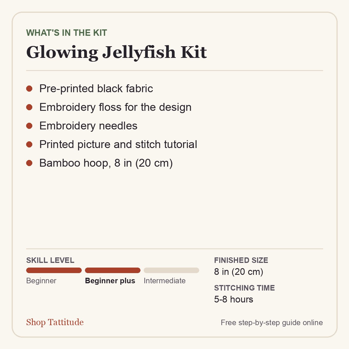 What is in the Glowing Jellyfish embroidery kit