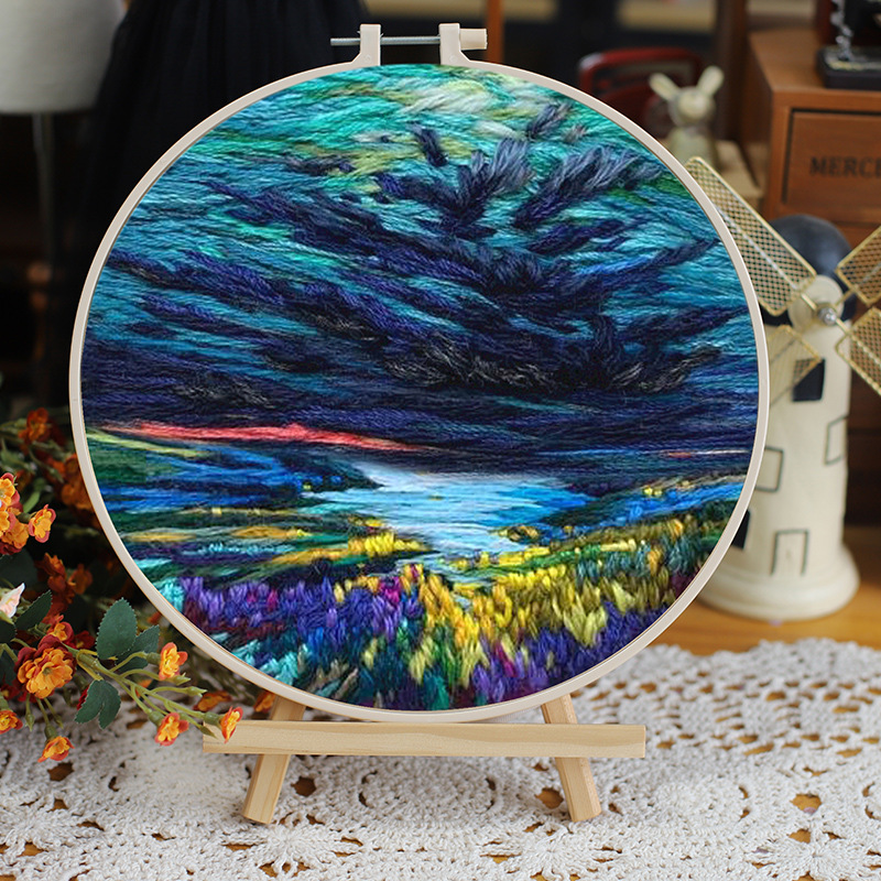 Aurora & Starry Night Embroidery Kit – Landscape Hoop Art - Image 8
