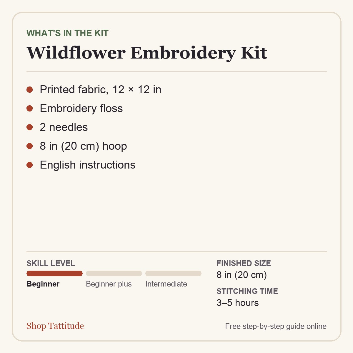 What's in the kit - Wildflower Embroidery Kit for Beginners – Modern Line-Art Botanical