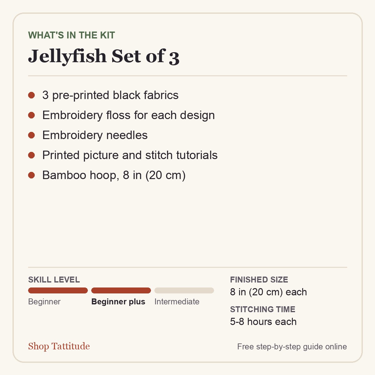What is in the Jellyfish embroidery kit set of 3