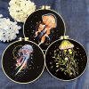 Jellyfish Embroidery Kit Set of 3 – Glowing Ocean Hoop Art Gift