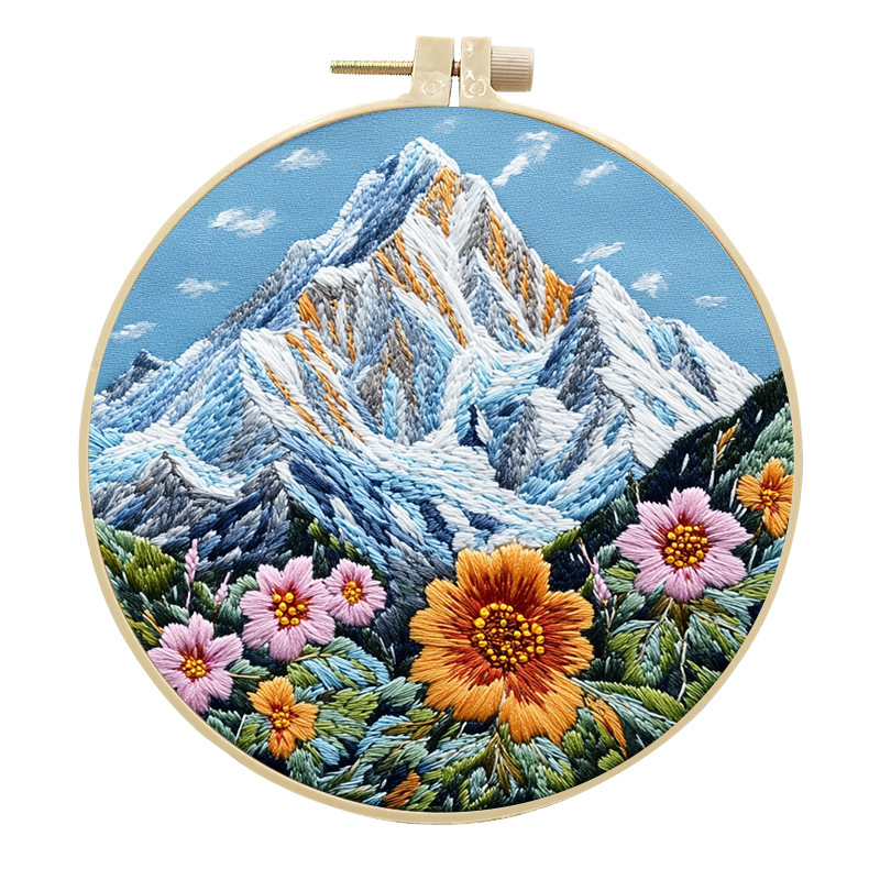 Mountain Wildflower Embroidery Kit Set of 4, Hoop & Needle - Image 6