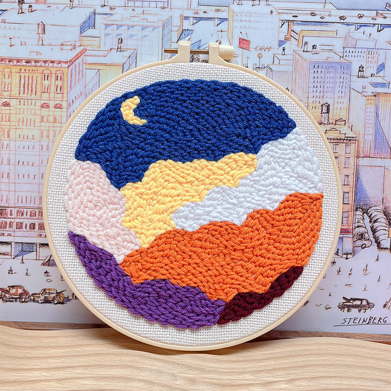 Retro Sunset Punch Needle Kit for Beginners, Pen & Hoop Included - Image 5