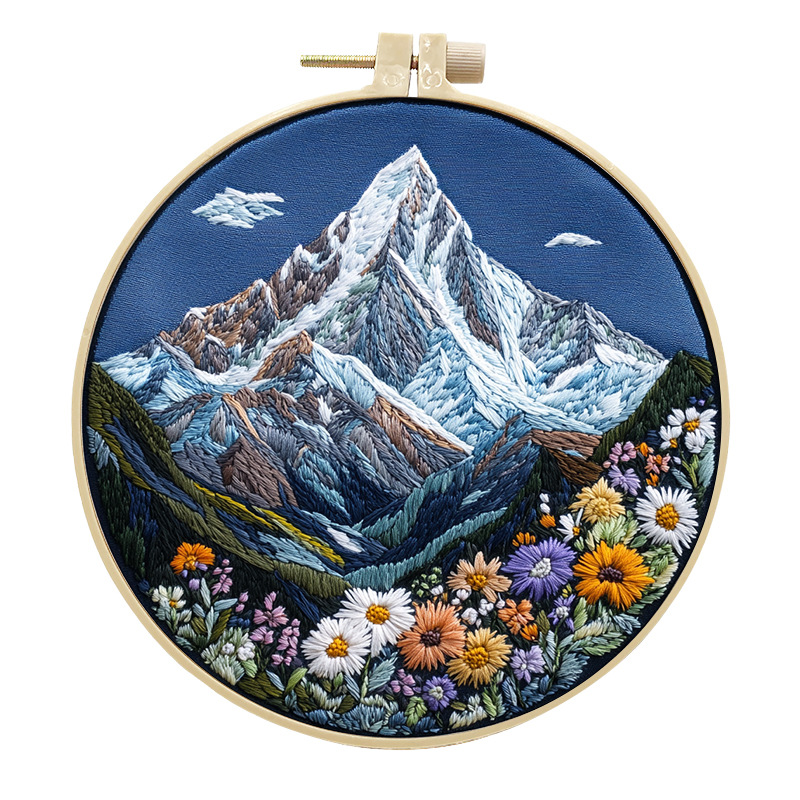 Mountain Wildflower Embroidery Kit Set of 4, Hoop & Needle - Image 5