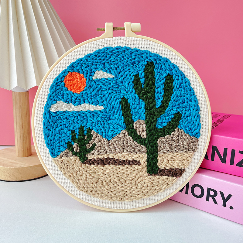 Retro Sunset Punch Needle Kit for Beginners, Pen & Hoop Included - Image 4