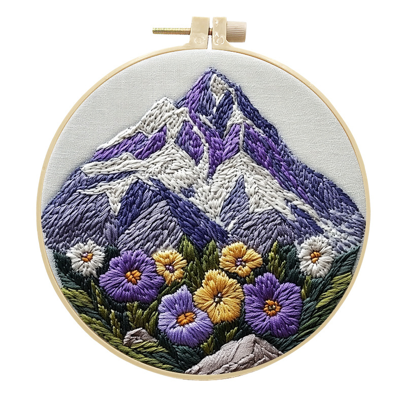 Mountain Wildflower Embroidery Kit for Beginners, 6 in Hoop