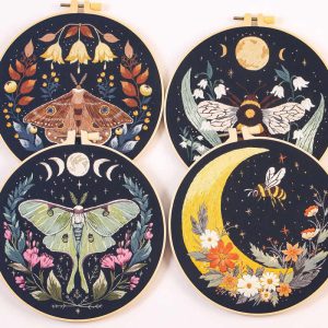 Celestial Moth & Bee Embroidery Kit for Beginners